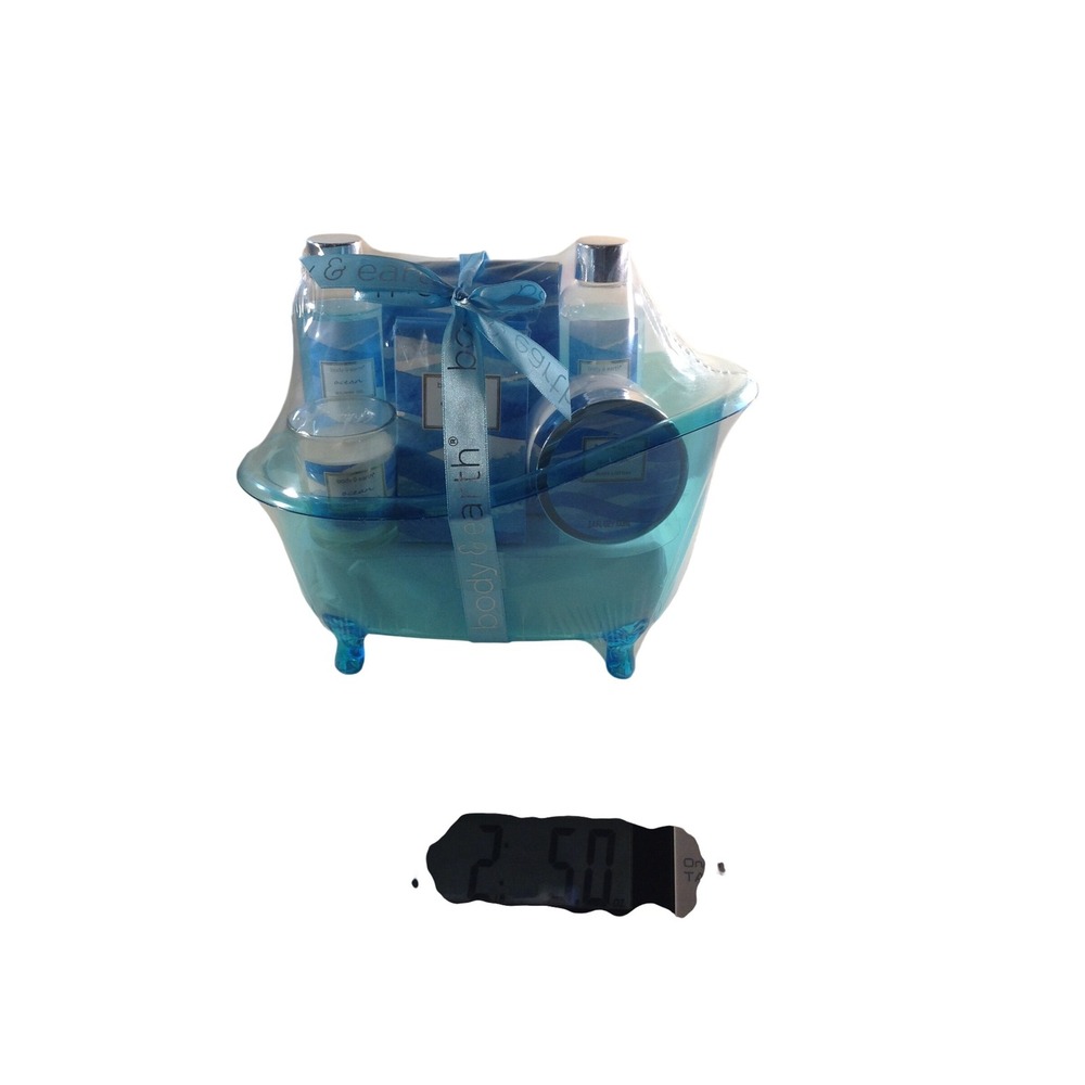Body & Earth Ocean Bath Gift Set Blue Mini Bathtub 5-Piece Spa Kit NEW